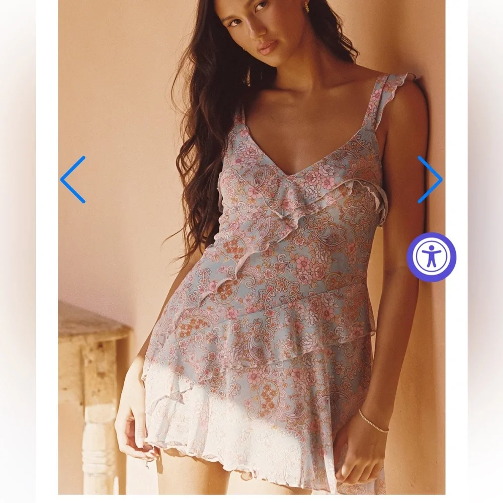 Mesh Ruffled Mini Dress - Picture 4 of 5